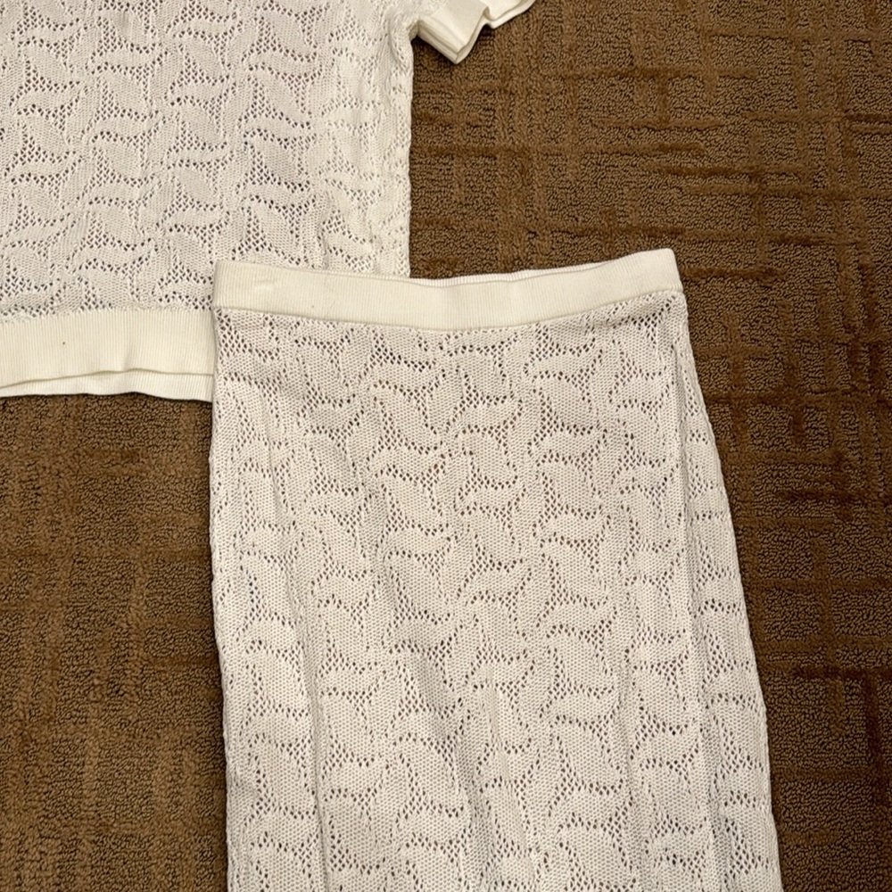 NWT Michael Kors jacquard short-sleeve and pencil skirt M/Bone set - Picture 3 of 7
